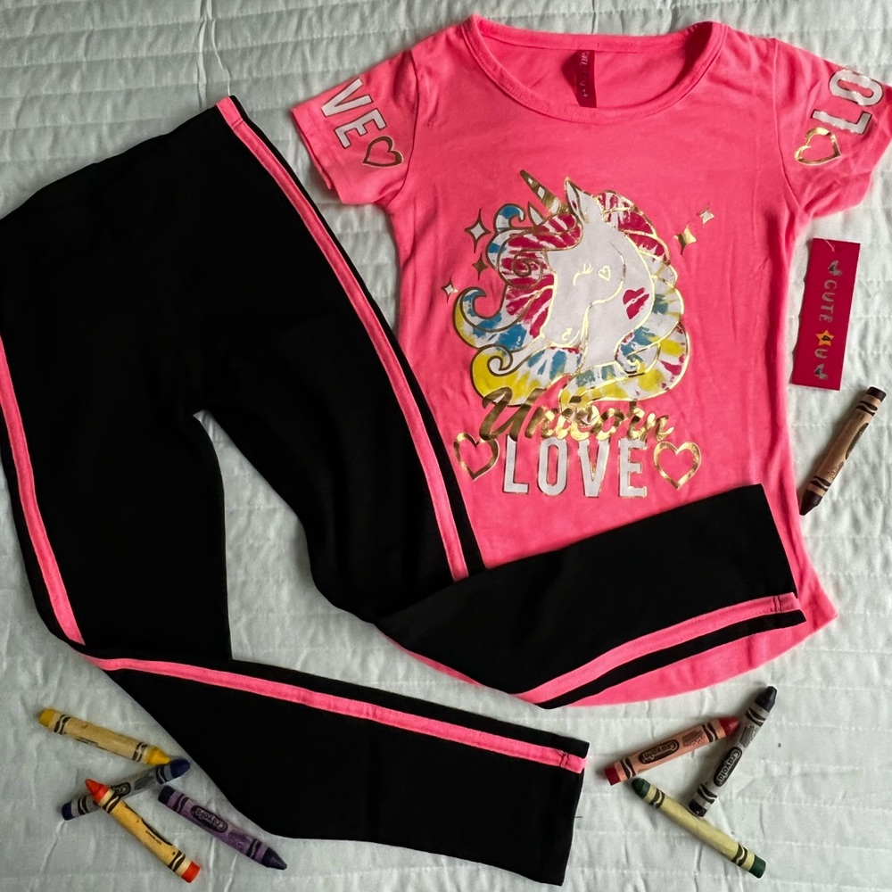 2 pieces set / Unicorn T- Shirt / Sporty set / Stretch / Size 5-6 M
